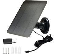 Tsinhu Pannello Solare 5W/5V per Telecamera di Sicurezza, Nero, Efficiente, IP65, Supporto Regolabile a 360°