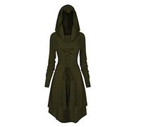 TSIRNK Abito da donna a maniche lunghe, con cappuccio, stile gotico, per il rinascimento medievale, vintage, maglione casual, per Halloween, colore verde militare, 4XL)