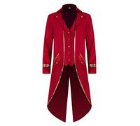 TSIRNK Steampunk - Costume da uomo, medievale, da uomo, per carnevale, Halloween, colore rosso, XL
