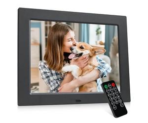 TSITSC Cornice digitale da 8,7 pollici, schermo IPS 1024 x 768, cornice elettronica, calendario/funzione orologio/musica/lettore foto/video con telecomando, supporta scheda USB/SD (nero)