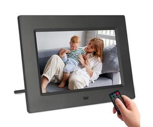 TSITSC Cornice elettronica da 7 pollici, 1024 x 600 IPS, cornice digitale calendario/funzione orologio/musica/lettore foto/video con telecomando, supporta scheda USB/SD