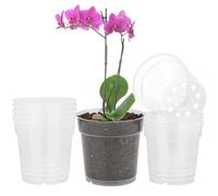 TSKDKIT 10 Pieza Vasi per Orchidee Vasi Trasparenti Plastica Piccoli Vaso Orchidee Plastica 11,5cm Vasi Fiori per Interni, Esterni, Giardino, Balcone, ecc