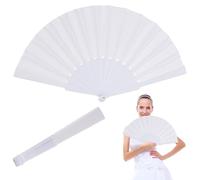 TSKDKIT 2 Ventagli Pieghevoli, Ventagli Estivi Bianchi, Ventagli Cinesi in Tessuto, Ventaglio Orientale per Danze, Feste, Tai Chi,Kung Fu,Decorazioni Fai da Te,Decorazioni per la Casa,Regali di Nozze