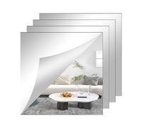TSKDKIT Grandi specchi autoadesivi da 2 mm, in acrilico spesso, 30 x 30 cm, non in vetro, per bagno, camera da letto, porte, ecc. (4 pezzi)