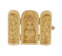 TSKIQQLQ Statuetta da collezione Statua di Buddha Buddismo in legno bosso con 3 scatole divinità for ornamento da giardino esterno Decorazione per appartamenti