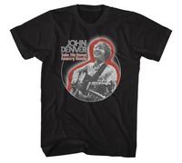 TSKKEFHH John Denver Playing Guitar Circle Music T ShirtBlack3XL