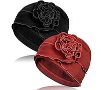 TSKNOMO 2 pezzi copricapo in cotone chemo morbido copricapo cancro elastico da donna con perdita di capelli, Set 2, Taglia unica