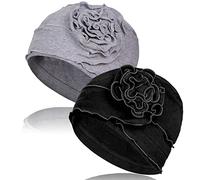 TSKNOMO 2 pezzi copricapo in cotone chemo morbido copricapo cancro elastico da donna con perdita di capelli, Set 1, Taglia unica
