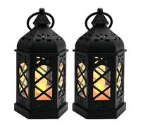TSLBW 2 Pezzi Lanterna Decorativa Vendemmia Lanterna con Candela LED Tremolante Batteria Inclusa per Medievale Halloween Tavolo di Natale Festa di Nozze Decorazioni per La Casa