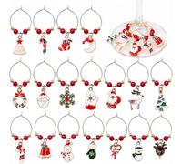 TSLBW Charms per Bicchieri da Vino di Natale Etichette per Bicchieri da Vino Champagne Identificatori per Cocktail Simpatici Pennarelli per Bevande per Calici Accessori per Vino Regali per Hostess