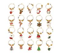 TSLBW Charms per Bicchieri da Vino di Natale Etichette per Bicchieri da Vino Champagne Identificatori per Cocktail Simpatici Pennarelli per Bevande per Calici Accessori per Vino Regali per Hostess