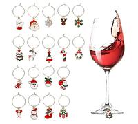 TSLBW Charms per Bicchieri da Vino di Natale Etichette per Bicchieri da Vino Champagne Identificatori per Cocktail Simpatici Pennarelli per Bevande per Calici Accessori per Vino Regali per Hostess