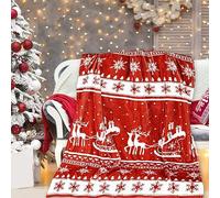 TSLBW Coperta Natalizia in Pile Sherpa 100 * 150 cm, Babbo Natale per Divano, Letto, Soggiorno (Rosso-B)