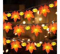 TSLBW Luci di stringa della foglia dell'acero della zucca Ringraziamento decorazione di Halloween Luci di stringa 3 metri 20 LED luce Autunno ghirlanda decorazione interna esterna Autunno decorazione