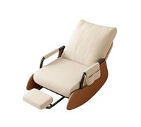 TSLVTA Divano Pigro da Giardino con Sedia a Dondolo con Pedale Base in Legno Moderno e Confortevole Divano Pigro Poltrona reclinabile for Soggiorno Campeggio, Grigio e Nero(White And Coffee)