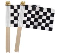 TSMD Checkered Black and White Racing Stick Flag Small Mini Hand Held Race Car Flags Party Decorations 5x8 Inch 12 Pack