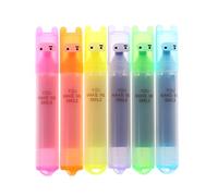 TSMORY 6 x evidenziatori coreani per creativi, belle penne per marcatura dei cartoni animati Statio Bibbia e evidenziatori, senza sbavature, con linguette