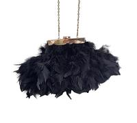 TSMORY Borsa a tracolla in peluche, borsa da sera, borsa da sposa, borsa a tracolla staccabile con catena, Nero , As shown in the figure