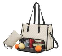 TSMORY Borsa per laptop con scomparto per il pranzo isolato per le donne grande borsa per il pranzo in pelle PU borsa per laptop, bianco