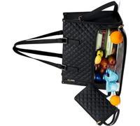 TSMORY Borsa per laptop con scomparto per il pranzo isolato per le donne grande borsa per il pranzo in pelle PU borsa per laptop, Nero