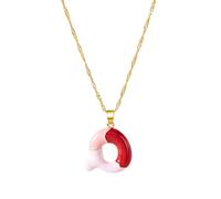 TSMORY Collana in lega con lettera colorata personalizzata, catena regolabile, da indossare tutti i giorni, con ciondolo a forma di lettera per le donne, 55+3CM, Metallo