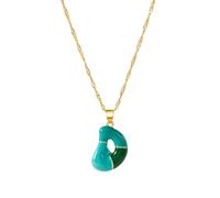 TSMORY Collana in lega con lettera colorata personalizzata, catena regolabile, da indossare tutti i giorni, con ciondolo a forma di lettera per le donne, 55+3CM, Metallo