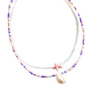TSMORY Confezione di 2 stili doppio strato stella marina conchiglia perline collana ciondolo per donne e appassionati di moda, As shown in the figure, Mi Zhu