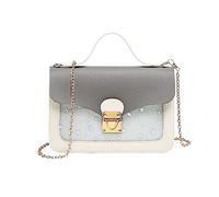 TSMORY Elegante borsa a tracolla con stampa a stella piccola borsa quadrata in pelle PU a tracolla per donne ragazze borsa a tracolla per San Valentino, grigio