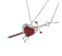 TSMORY Elegante collana a forma di cuore con spade che simboleggia amore e forza, per anniversari o San Valentino, 50cm, Metallo