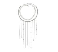 TSMORY Elegante collana con nappe con catena regolabile, design leggero per le donne gioielli alla moda perle finte accenti, As shown in the figure, lega, perle finte
