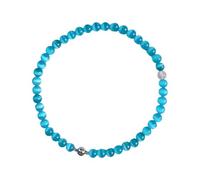 TSMORY Elegante collana con perline a forma di cuore blu occhio di gatto che simboleggia amore e tenerezza per donne alla moda abbigliamento casual, 45cm, Liuli