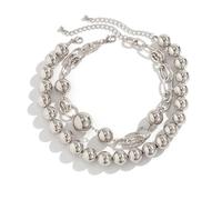TSMORY Elegante collana girocollo con perline a doppio strato, stile punk gotico, gioiello alla moda da donna, As shown in the figure, perle d'imitazione