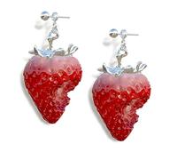 TSMORY Elegante collana/orecchini a forma di fragola in resina, adatti per varie occasioni, per trasmettere dolci sentimenti e collane alla moda con fragole e orecchini, necklace, come descritto, come