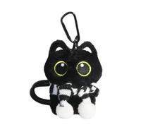 TSMORY Grazioso portachiavi in peluche a forma di gatto nero, accessorio unico da appendere per donne e studenti, Nero e bianco, Cat height 9.5 cm width 7.5 cm
