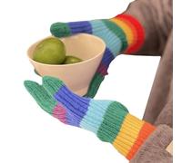 TSMORY Guanti invernali caldi elastici per adulti lavorati a maglia touch screen guanti a dita piene lavorati a maglia per il freddo Ciclismo donne con colore arcobaleno donne inverno caldo lungo