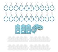 TSMORY Il set regalo per battesimo include braccialetto con perline a forma di croce, portachiavi, borse e biglietti per baby shower e regali per battesimo