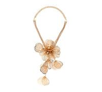 TSMORY Lussuoso-lunga collana di fiori in metallo da donna gioielli personalità multistrato 3D fiore collana catena clavicola, As shown in the figure, metallo, strass