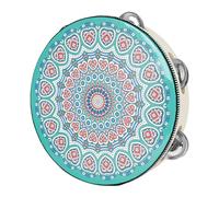 TSMORY Metal Bells - Tamburello a percussione manuale con impugnatura ergonomica da 20,3 cm, a fila singola, rotondo