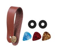 TSMORY Supporto per tracolla per chitarra, con bottone sicuro, per chitarra, in pelle, adattatore per paletta per ukulele, basso