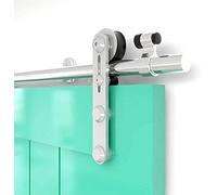 TSMST 10FT-305cm Binario per Porta Scorrevole Kit Acciaio Inossidabile per Portas Scorrevoles Kit Accessori per Porta Singola (I-stile Puleggia Sospesa)