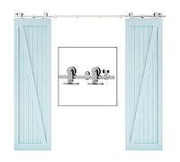 TSMST 10FT-305CM Binario per Porta Scorrevole Kit Acciaio Inossidabile per Portas Scorrevoles Kit Accessori per Porta Doppia - Forma T