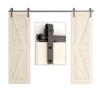 TSMST 200CM Binario per Porta Scorrevole Kit Nero e Rustico Porta Scorrevole Kit Accessori per Porta Doppia Scorrevole (Stile di Base)