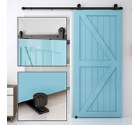 TSMST 7.5FT(2.24M) Binario per Porta Scorrevole Kit Accessori con Guida Porta Regolabile Scorrevole per Porta Singola Scorrevole (T-Stile Puleggia Sospesa)