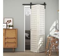 TSMST 76.3cm Binario per Porta Scorrevole Kit Per 2 porte, Kit di Derramenta per Porte Scorrevoli a Soffietto (senza porta) Forma J