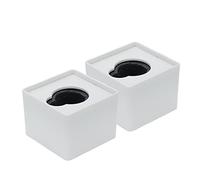 Tsnamay 2 pz 8 cm quadrato cubo microfono stand con foro interruttore, microfono intervista ABS logo microfono bandiera stazione, bianco