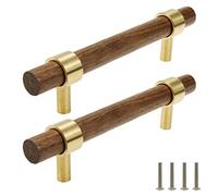Tsnamay Cassetto da 140 mm in ottone noce per armadio da cucina e armadio da cucina, maniglia per tirare, foro regolabile, distanza con vite, 2 pezzi