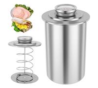 TsoLay Pressa per Prosciutto in Acciaio Inox, Pressa per Salumi Rotonda in Acciaio Inox con Termometro E Meccanismo a Molla, Grande capacità 1,5 L, per Preparare Prosciutto Fatto in Casa