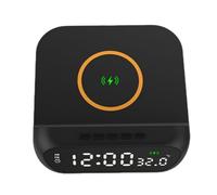 TsoLay Sveglia con Ricarica Wireless Caricabatterie Wireless 3 in 1 Ricarica Rapida da 15 W Sveglia Digitale Temperatura Nero Resistente Facile da Installare Facile da Usare