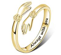 Tsophreniq Anelli da donna con parole incise che abbracciano le mani aperte, gioielli dell'amicizia, idea regalo, anelli antichi regolabili, One Size, come descritto, come descritto