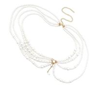 Tsophreniq Catena multi strato con perle finte per bikini, feste in spiaggia, accessori per il corpo alla moda per donne e ragazze, accessorio alla moda per la vita